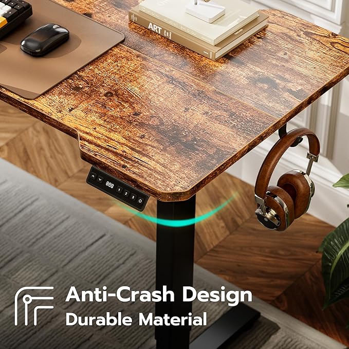 59" Reversiable L-Shaped Electric Standing Desk Adjustable Height Gaming Stand Up Corner Desk Sit Stand Home Office Computer Desk with Splice Board,Rustic Brown Top