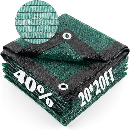 Cool Area 40% Sun Shade Cloth Mesh Tarp with Grommets for Plant Cover 20x20ft Patio Canopy Garden Pergola Greenhouse Car Barn Kennel Dark Green