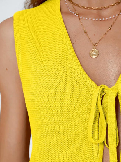 LILLUSORY Womens Tie Front Tops Vacation Sweater Vest | Bohemian Style, Beach Resort Wear, Concert Western Outfits, Crochet Tops, Vacation Outfits, Cute Y2k Sleeveless 2026