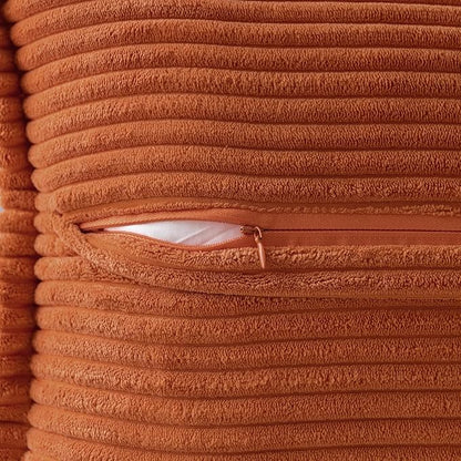MIULEE Fall Rust Decorative Throw Pillow Covers for Couch Bed Livingroom 12x12 Inch Set of 2 Boho Accent Throw Pllows Broadside Striped Patchwork Soft Corduroy Pillowcases, Terracotta