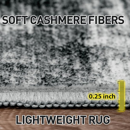 5x7 Area Rugs Washable Rug: Modern Abstract Living Room Rug Soft Anti-Skid Thin Carpet Indoor Floor Non-Shedding Carpets for Bedroom Dining Room Farmhouse Nursery Home Office - Black