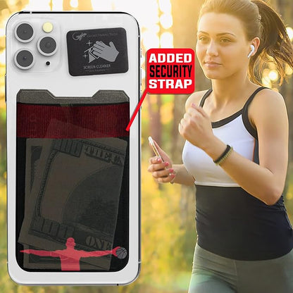 Phone Wallet - Adhesive Card Holder - Cell Phone Pouch - Stick on Lycra Pocket by Gecko - Carry Credit Cards and Cash
