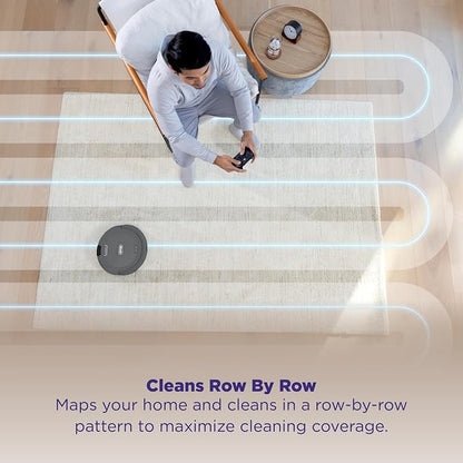 Shark Navigator Robot Vacuum and Self-Empty Base with Bagless 60-Day Capacity Self-Empty Base, SmartPath Navigation, Powerful Pet Hair Pickup, Anti-Hair Wrap, For Carpets & Hard Floors, Grey, RV2100AE