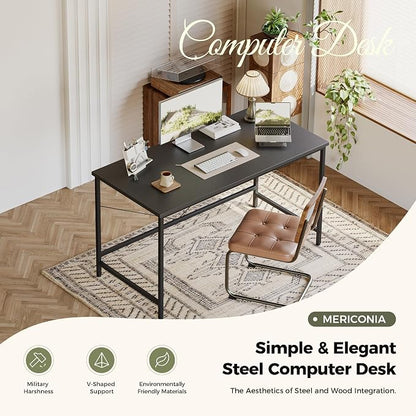 Mericonia 32x20 Inch Computer Desk, 0.6" Thick Small Office Table | Modern Simple Style, Small Study & Writing Table for Home Bedroom Work, Black