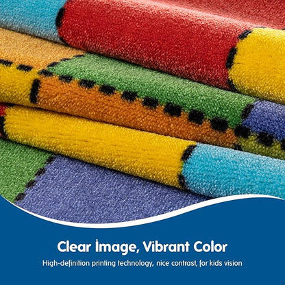 Booooom Jackson Ultra Thick Nylon Classroom Rug Elementary,13'x7'7'' Large Classroom Carpet Preschool Seating Rug for School, Colorful Classroom Rug for Class with 0.5'' Non-Slip Backing