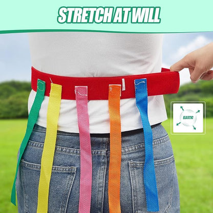 Wettarn 8 Pcs Catch Tail Game Belt Set Field Day Games Catching Equipment for Adults and Kids Ideal for Family Gatherings Parks Reunions Birthday Parties Camping (Red,Orange,Yellow,Green)