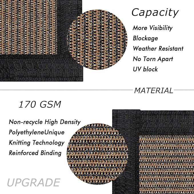 UPGRADE Privacy Fence Screen 6'x52' Brown Outdoor 90% Visibility Blockage 170 GSM Mesh Shade Cover Panels for Backyard,Balcony,Home Decoration with Zip Ties,Customized Avaliable