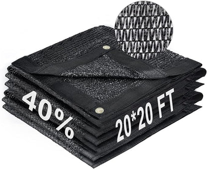 LOVE STORY 20x20FT 40% Black Shade Cloth Sun Shade Net with Grommets Sunblock Net Mesh Tarp for Garden,Plants Cover,Greenhouse and Patio