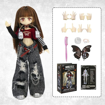 BJD Dolls 1/8 BJD Doll 9" Ball Jointed Doll Dress Up Dolls Collectible Figures Collection Gift Toys for Party Birthday Ages 15 and Up PVC & ABS Costume Included, Butterfly Exclusion Zone