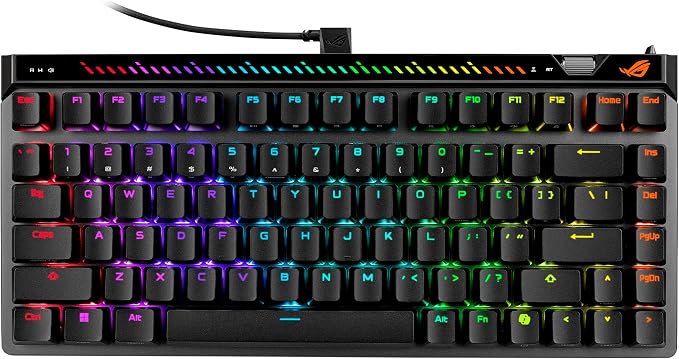 ASUS ROG Falchion Ace 75 HE Wired Analog/Hall Effect Gaming Keyboard – 75% TKL, USB, Hot Swappable HFX V2 Magnetic Switch, Rapid Trigger, 8KHz Polling, ABS Keycap, Carry Case, Web-based Config - Black