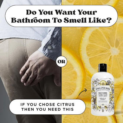 Poo-Pourri Before-You-Go Toilet Spray Refill, Original Citrus, 16 Fl Oz, Up to 800 Uses, Bathroom Odor Deodorizer with Essential Oils for Home or Work, Lemon, Bergamot and Lemongrass Scent
