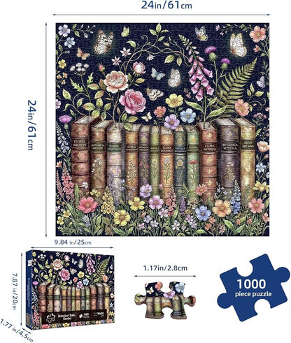 Botanical Book Garden Puzzles for Adults 1000 Pieces,Challenging Jigsaw Puzzles for Adults,Difficult Impossible Puzzle for Family Game Night,Recycled Paper Jigsaw Puzzle,Gifts for Boys Girls
