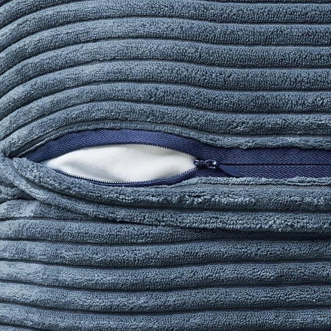 MIULEE Decorative Lumbar Throw Pillow Covers for Couch Bed Livingroom 14x22 Inch Set of 2 Blue Boho Accent Throw Pllows Broadside Striped Patchwork Soft Corduroy Summer Coastal Pillowcases