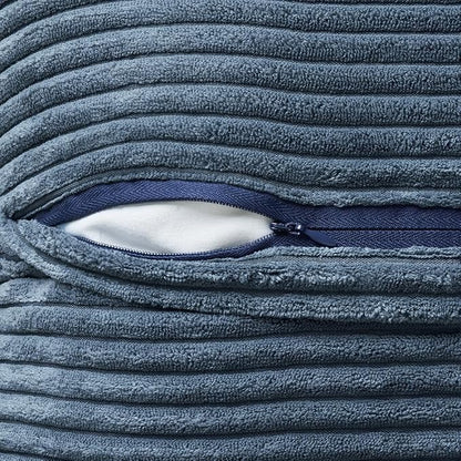 MIULEE Decorative Lumbar Throw Pillow Covers for Couch Bed Livingroom 14x22 Inch Set of 2 Blue Boho Accent Throw Pllows Broadside Striped Patchwork Soft Corduroy Summer Coastal Pillowcases