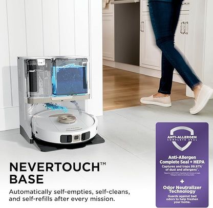 Shark Stratos 2-in-1 Robot Vacuum & Mop with 25+ Hands-Free Features & NeverTouch Self-Cleaning Base, Precision Mapping, Autolift Technology, HEPA Filtration, Edge Detect, White, RV2720ZE