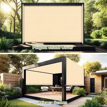 Shade&Beyond 8' W × 26' L Pergola Shade Cover Wheat Pergola Cover Canopy Replacement Shade Cloth for Garden, Patio, Deck, Porch with Grommets and Rods(Make Custom Size)