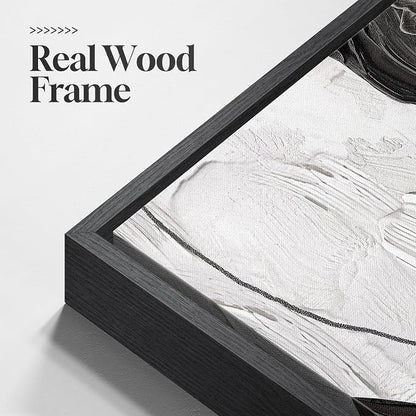Framed Black and White Modern Abstract Wall Art, 3 Piece Canvas Prints Paintings Artwork for Walls, Minimalist Black White Grey Pictures for Living Room Dining Room Bedroom Office Wall Decor 16x24 In