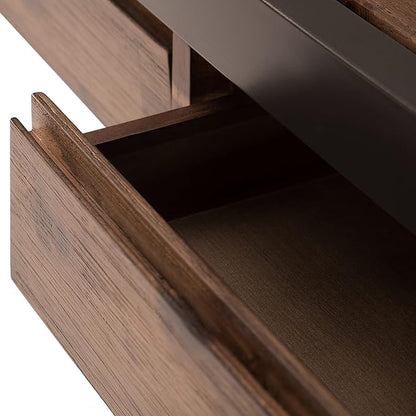 SIMPLIHOME Erina SOLID ACACIA WOOD Industrial 60 Inch Wide Writing Office Desk in Rustic Natural Aged Brown, For the Workstation and Study Table