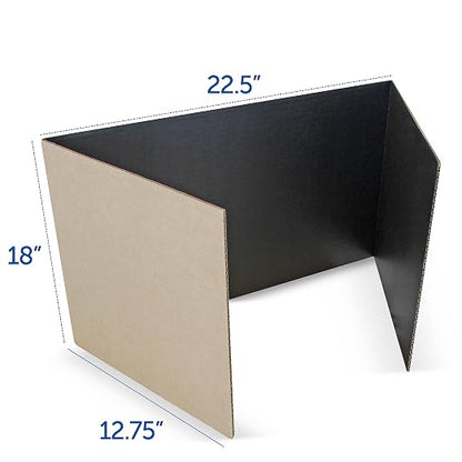Flipside Products 18”x 48” Black Study Carrel, Privacy Boards, Student Privacy and Focus Booth for The Classroom, Desk Divider Cubby for Tests, Made in USA - 12 Pack