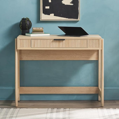 Walker Edison Office Writing and Computer Desk Spacious Desktop, Complementary in Living Spaces, 38 Inch, Reeded Lift-Top Coastal Oak
