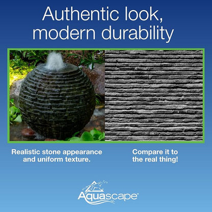 Aquascape Stacked Slate Sphere Fountain, 40 Inch Diameter (102 cm), Lightweight Fiber-Resin Composite Decorative Water Feature, Includes Tubing for Easy Setup, 78289