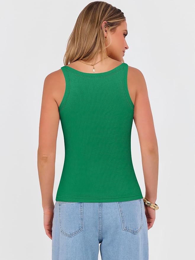 ANRABESS V Neck Tank Tops for Women Ribbed Knit Camisole 2026 Summer Casual Sleeveless Slim Fitted Basic Cami Shirts Clothes