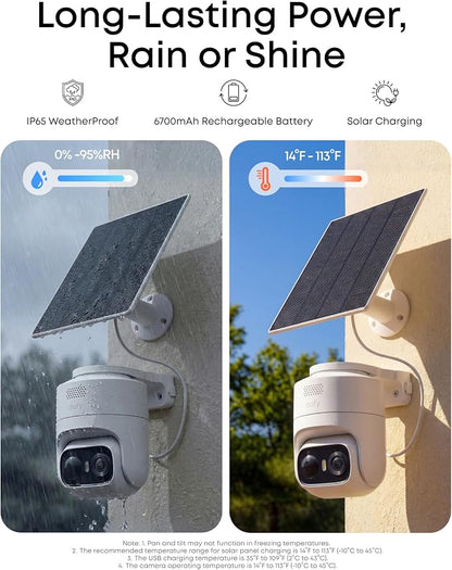 eufy Security eufyCam C37 2-Cam Kit, 360° Pan&Tilt Auto tracking, Security Cameras Wireless Outdoor, 2K Solar Powered, Human/Vehicle/Pet/Face AI Detection, No Subscription, Built-in 64GB Local Storage