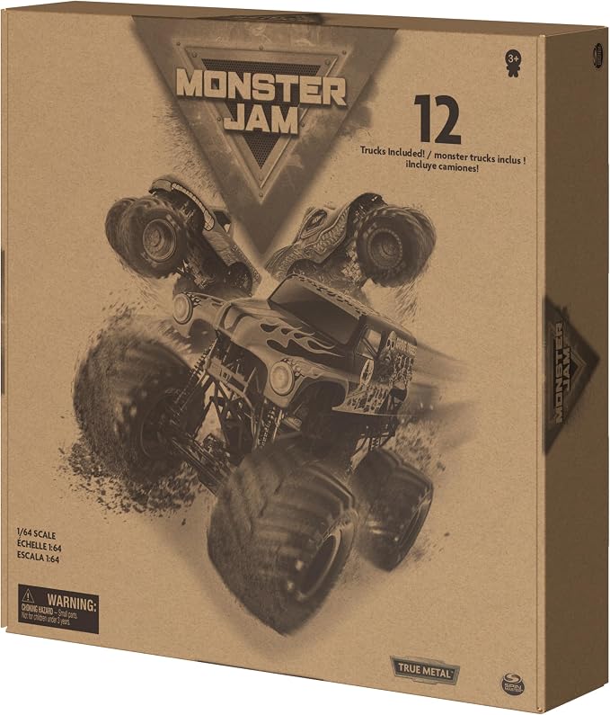 Monster Jam, Official 12-Pack of 1:64 Scale Die-Cast Monster Trucks for Boys and Girls, Kids Toys for Ages 4 and Up, Amazon Exclusive