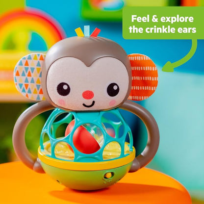 Bright Starts Giggle & Rattle Gift Set - Musical & Sensory Baby Toys 2-Pack, Elephant & Monkey, Unisex, Newborn+
