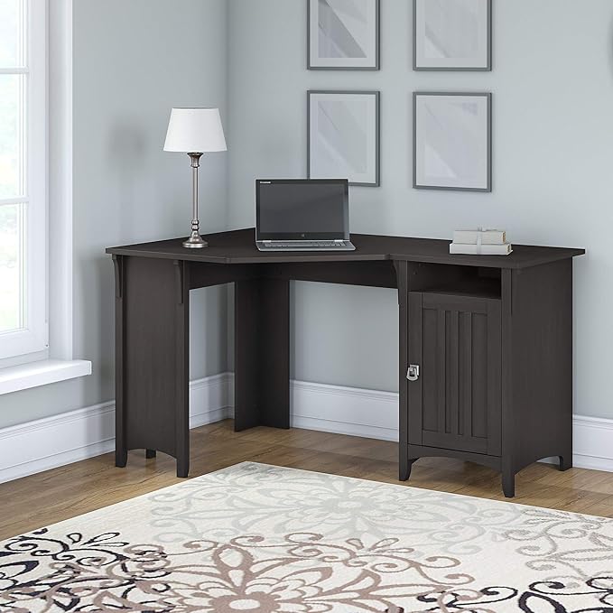Bush Furniture Salinas 55, Corner Desk with Storage Cabinet, Vintage Black (SAD155VB-03)