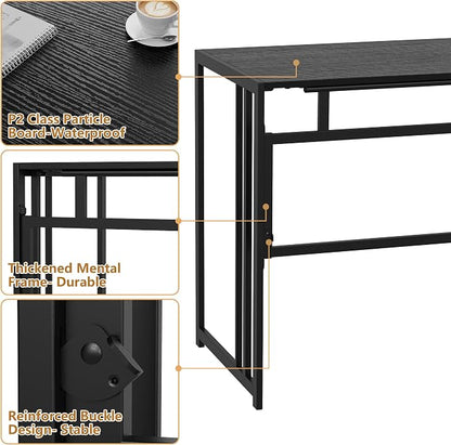 40" Folding Computer Desk No Assembly Needed Foldable Table for Small Space | Small Folding Table for Home Office, Study, Writing, Gaming, Compact RV Living, Camping, Sturdy and Easy Carry, Versatile
