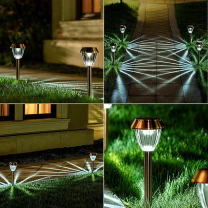 6 Pack Solar Pathway Lights Outdoor, New Upgraded Adjustable Warm & Cool White Solar Lights Outdoor Waterproof, Solar-Powered Garden Light for Path, Walkway, Yard, Driveway, Lawn, Backyard Decor