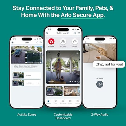Arlo Essential Security Camera 2K (3rd Gen, 2025 Release) 2 Cam + 2 Solar Panels + 6 Months of Secure Plus Plan - Wireless Outdoor Camera, Battery Power, Person Recognition, Package Detection, White