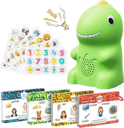 KOKODI Dinosaur Talking Pen with Phonics Cards, Autism Sensory Interactive Game for Kids Ages 3-8 Kindergarten Preschool Learning Activities, ABC 123 Learning Set for Toddler Educational Birthday Gift
