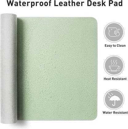 Aothia Large PU Leather Desk Pad Protector – Non-Slip Mouse Pad & Writing Mat for Office/Home, Waterproof, Easy to Clean (31.5" x 15.7", Aqua)