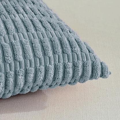 Fancy Homi 4 Packs Decorative Throw Pillow Covers for Living Room Couch Bed, Modern Farmhouse Boho Home Décor Accent Cushion Case, 20" x 12", Light Blue