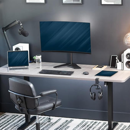 VIVO Single Monitor Desk Stand, Holds Screens up to 32 inch Regular and 38 inch Ultrawide, Freestanding VESA Steel Mount Base, Adjustable Height, Tilt, Swivel, Rotation, Black, STAND-V001H