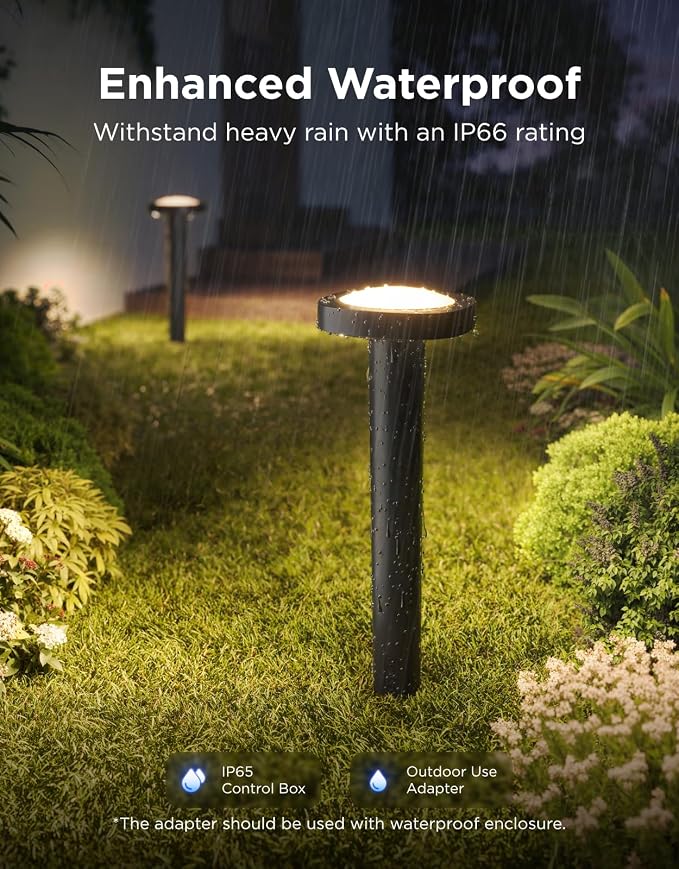 Govee Outdoor Pathway Lights 2, IP66 Waterproof, 60+ Scene Modes | for Yard, Garage, Garden, Lawn, Outdoor Decor, Works with Alexa, Google Assistant, Matter, Wired 4 Pack