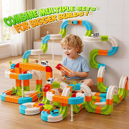 Hot Bee Electric Magnetic Train Set for Kids, Gravity-Defying 3D STEM Toy Train Track for Toddlers, Building Train Toys, Magic Tracks Toy Birthday Gifts for 3 4 5 6 7 8+ Year Old Boys Girls (93 Pcs)
