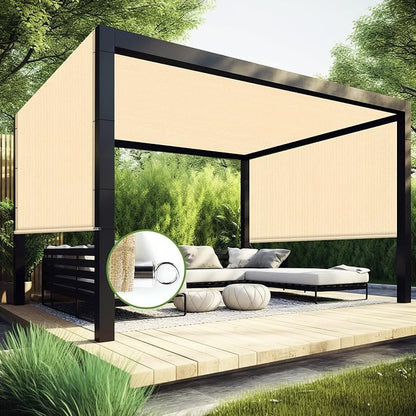 Shade&Beyond 5' W × 18' L Pergola Shade Cover Wheat Pergola Cover Canopy Replacement Shade Cloth for Garden, Patio, Deck, Porch with Grommets and Rods(Make Custom Size)
