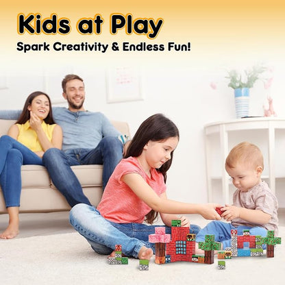 Magnetic Blocks, Magnetic Building Blocks for Kids, Building Blocks for Girls and Boys, Building Toys, Toddler Toys, Building Game Sensory Kids Ages 4 5 6 7 8 9, 100 Pcs