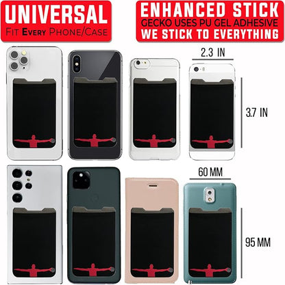 Phone Wallet - Adhesive Card Holder - Cell Phone Pouch - Stick on Lycra Pocket by Gecko - Carry Credit Cards and Cash