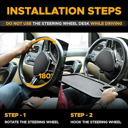 EcoNour Steering Wheel Desk Tray Compatible for Civic Honda 2022-2026 | Car Laptop Mount Tray with Pen Holder | Food & Drink Holder | Multipurpose Travel Car Accessories
