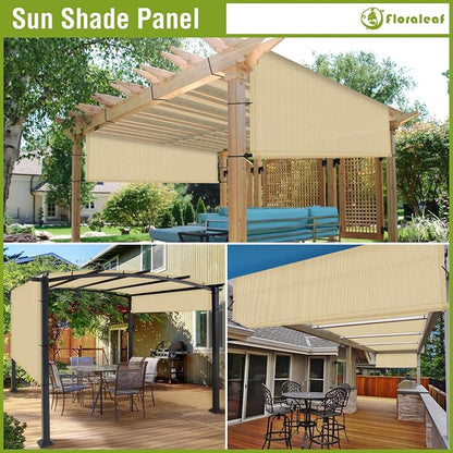8' × 9' Pergola Shade Cover Universal Replacement Canopy Cover Outdoor Durable Fabric Sun Shade Cloth for Deck Patio Porch Backyard Gazebo with Grommets & Weighted Rods, Sand