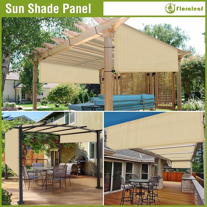 6' × 18' Pergola Shade Cover Universal Replacement Canopy Cover Outdoor Durable Fabric Sun Shade Cloth for Deck Patio Porch Backyard Gazebo with Grommets & Weighted Rods, Sand