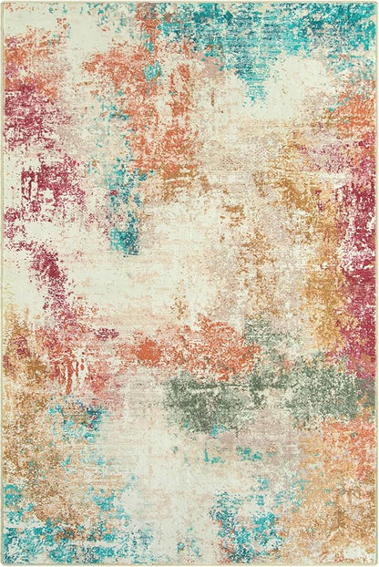 Lahome Abstract 6x9 Area Rugs for Living Room, Machine Washable Ultra Thin Bedroom Rug Stain Resistant, Low-Pile Soft Indoor Modern Colorful Large Throw Carpet for Office Dining Room