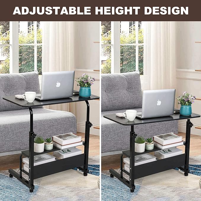 Laptop Desk Removable and Adjustable Height Table for Bedroom Bedside Table Lazy Sofa Table Minimalist Office Desk Home Student Writing Desk Desk, Small Standing Desk with Storage TV Tray Table.Black