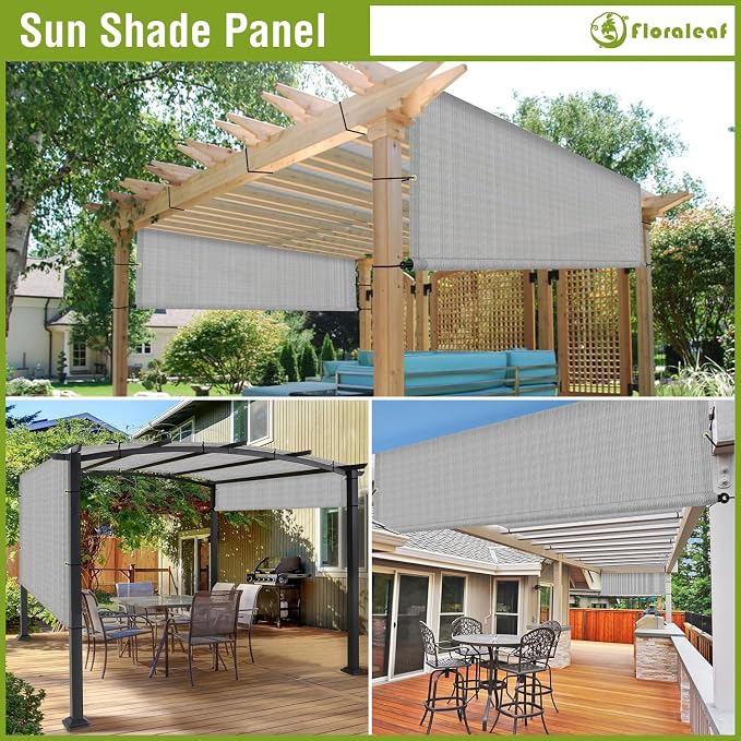 11' × 17' Pergola Shade Cover Universal Replacement Canopy Cover Outdoor Durable Fabric Sun Shade Cloth for Deck Patio Porch Backyard Gazebo with Grommets & Weighted Rods, Light Gray