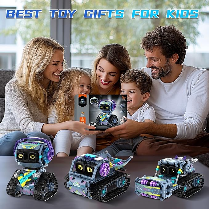 STEM Robot Building Kit, 3 in1 Remote & App-Controlled Robotic Toys, Robot Building Blocks Set with LED Eyes & Sound, Christmas Birthday Gifts for Boys Girls Age 6 7 8 9 10 11 12+ Year Old (433 Pcs)