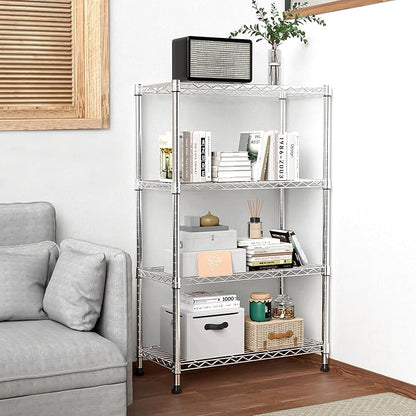 1000 lbs Storage Shelving 4-Tier Utility Shelving Unit Steel Organizer Wire Rack for Home,Kitchen,Office,Chrome (13.7" D x 23.6" W x 53.4" H)